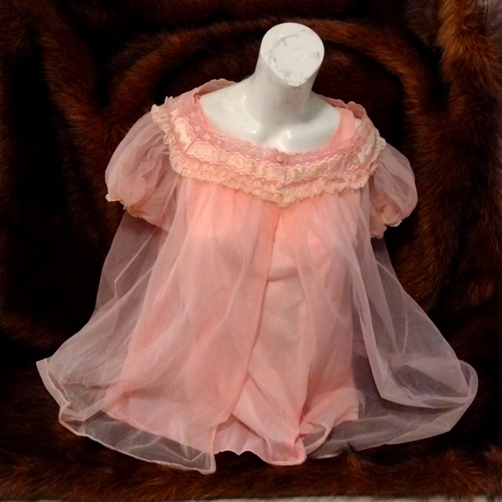 Womens vintage 3pc baby doll nighty Sz S